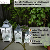 51/41/31CM SET 3 WOODEN LANTERNS