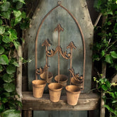 75cm RUSTY WALL MIRROR WITH TRIPLE PLANTER