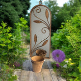 56CM RUSTY WALL MIRROR WITH PLANTER