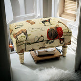 EQUESTRIAN FABRIC FOOTSTOOL WITH DRAWER