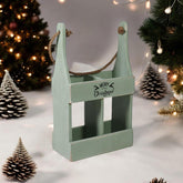 39CM RUSTIC GREEN 2 BOTTLE WINE HOLDER