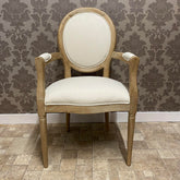 94CM BROWN FRAME LINEN FABRIC LOUIS CHAIR