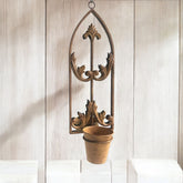 60cm RUSTY WALL MIRROR WITH SINGLE PLANTER