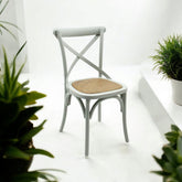 GREY FRENCH CROSS BACK CHAIR