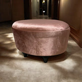 PINK VELVET OVAL FOOTSTOOL