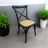BLACK FRENCH CROSS BACK CHAIR