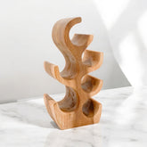 6 BOTTLE HAND CARVED WINE RACK