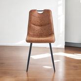 BROWN FAUX LEATHER CHAIR BLACK METAL LEGS