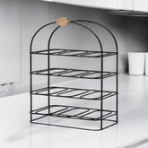 25" CAST IRON BLACK 12 BOTTLE WINE RACK