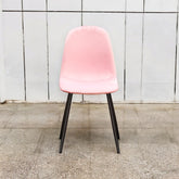 PINK FABRIC CHAIR BLACK METAL LEGS