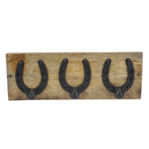 36CM ALUMINIUM/WOOD HORSE SHOE WALL HOOK