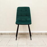 GREEN FABRIC CHAIR BLACK METAL LEGS