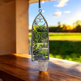 64cm RUSTY WALL MIRROR WITH SINGLE PLANTER