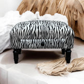 WHITE TIGER FABRIC FOOTSTOOL WITH DRAWER