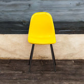 YELLOW FABRIC CHAIR BLACK METAL LEGS