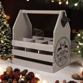 RUSTIC GREY 6 BOTTLE HOLDER WITH OPENER