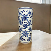 18" ROUND BLUE & WHITE UMBRELLA STAND