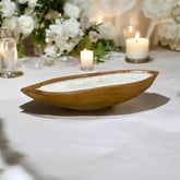40cm TEAK ROOT BOAT BOWL WITH CANDLE