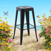 76CM BLACK METAL BAR STOOL