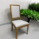 96CM GREY LINEN FRENCH STYLE LOUIS CHAIR