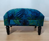 FLORAL FABRIC FOOTSTOOL WITH DRAWER