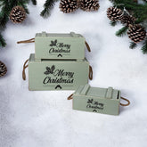 S/3 RUSTIC GREEN CRATES WITH LIDS ROPE HAN