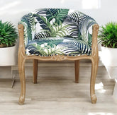 NATURAL FR PALM LEAF FABRIC LOUIS CHAIR
