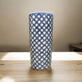 18" ROUND BLUE & WHITE UMBRELLA STAND