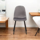 GREY FABRIC CHAIR BLACK METAL LEGS