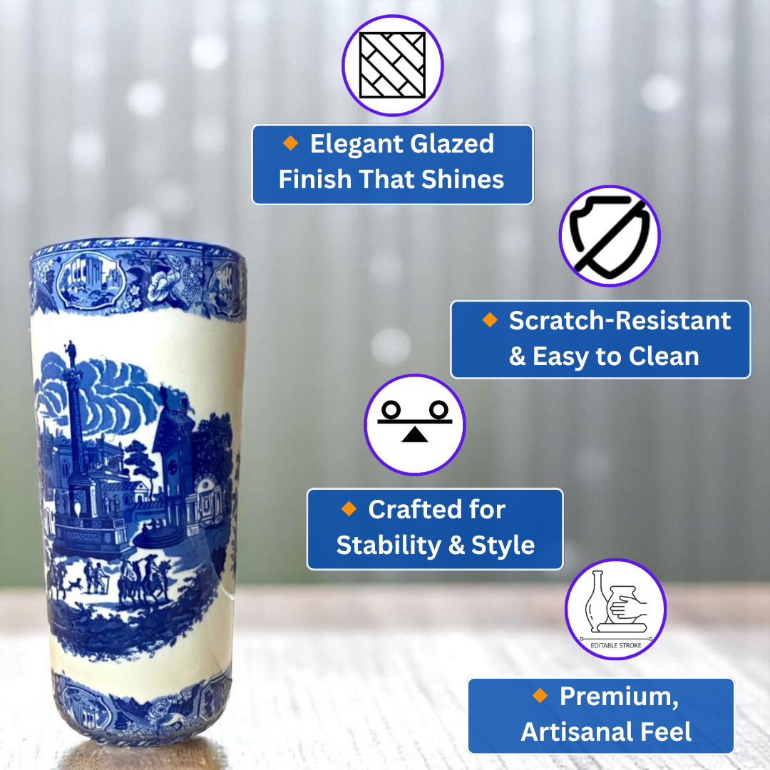 18" ROUND BLUE & WHITE UMBRELLA STAND