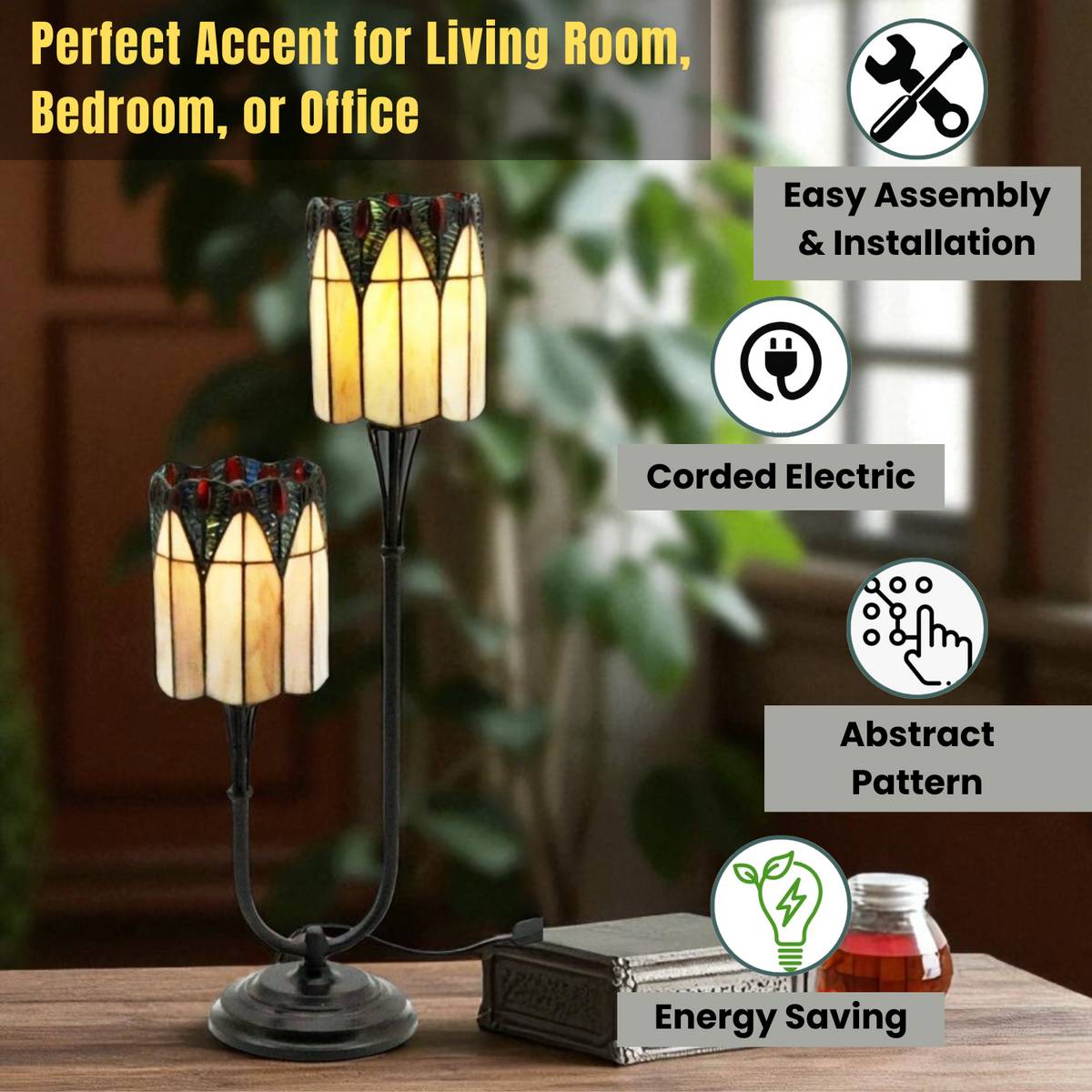 6" SHADE TWIN STEM TIFFANY LAMP