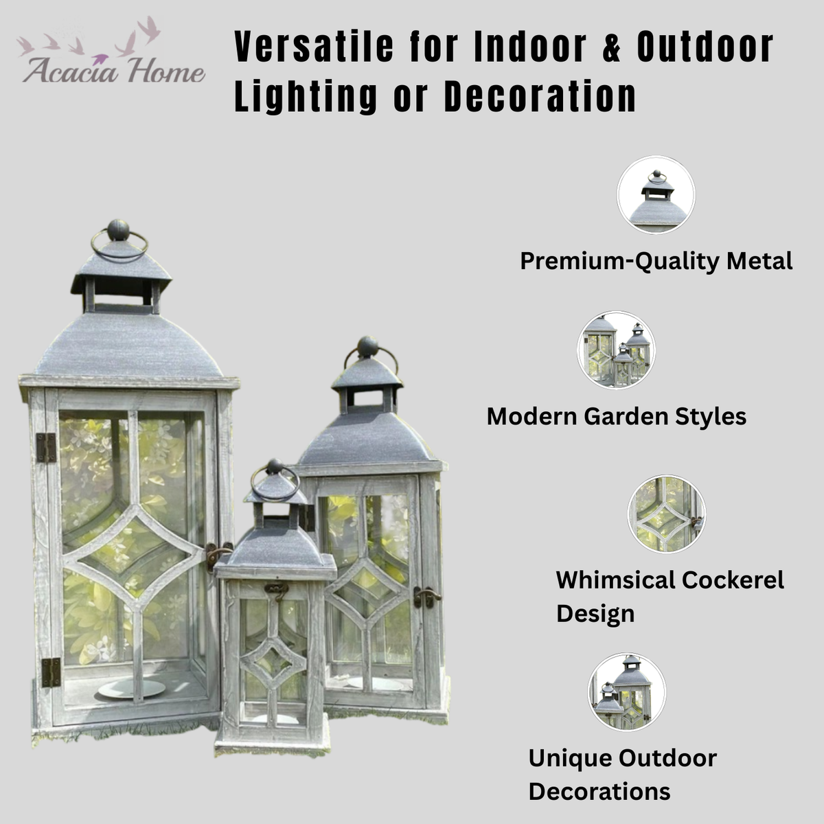 66/50/34CM SET 3 WOODEN LANTERNS