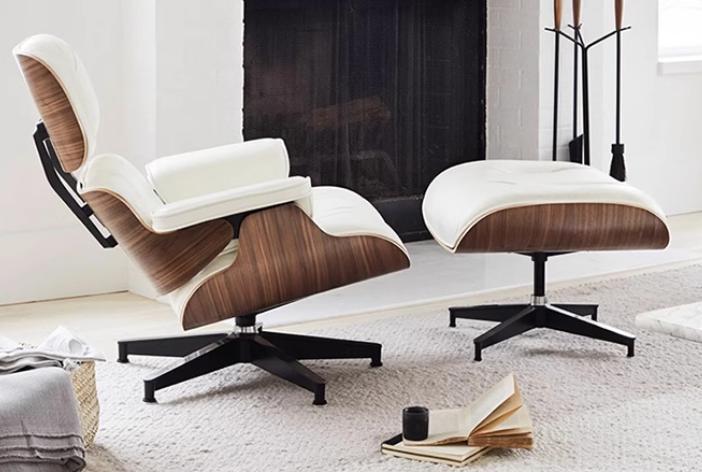 CREAM LEATHER OFFICE CHAIR WITH FOOTSTOOL