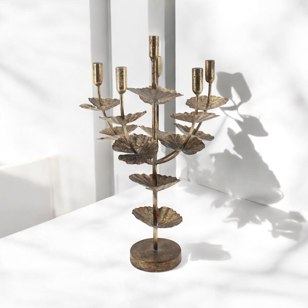 57CM GOLD METAL CANDLE HOLDER