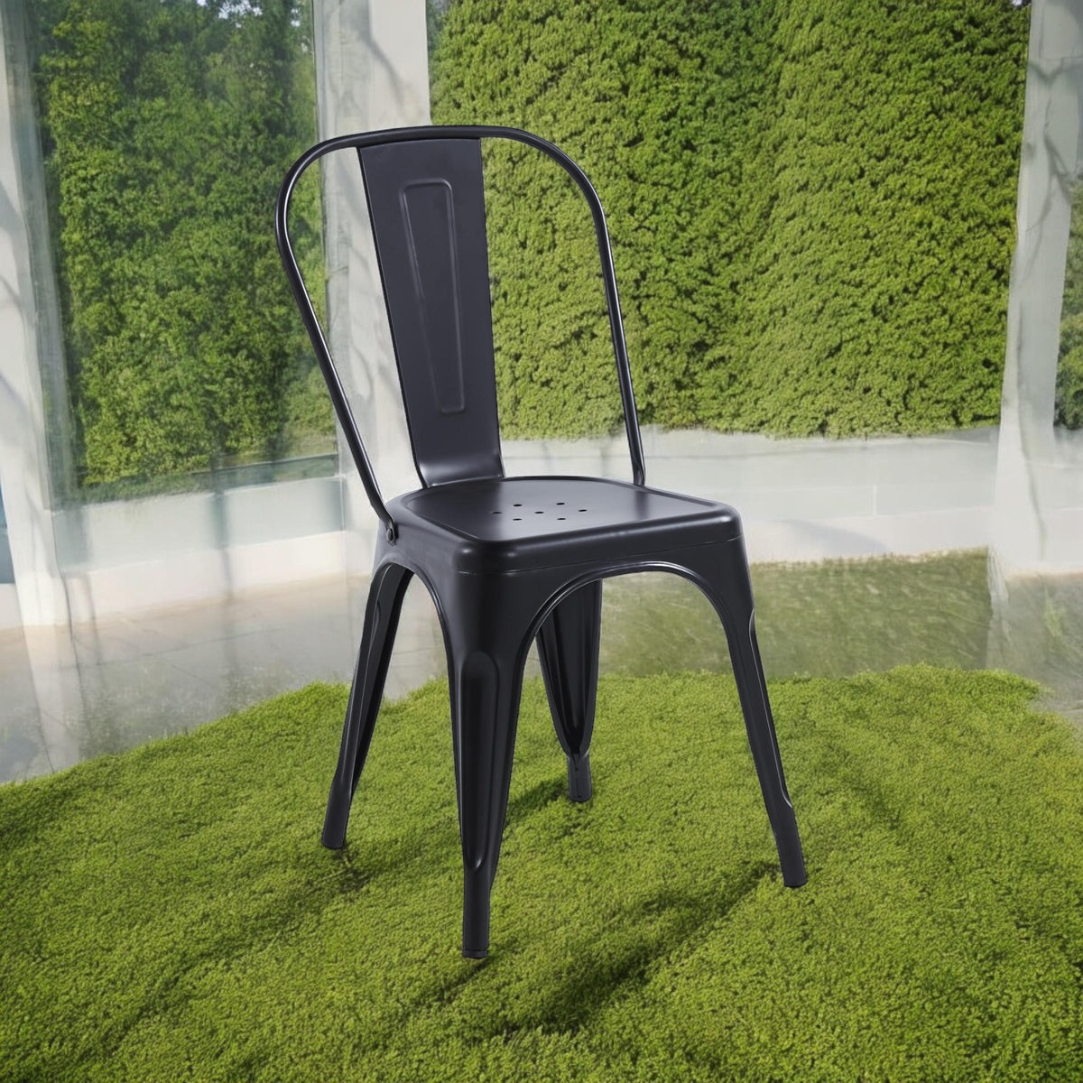 85CM BLACK METAL DINING CHAIR