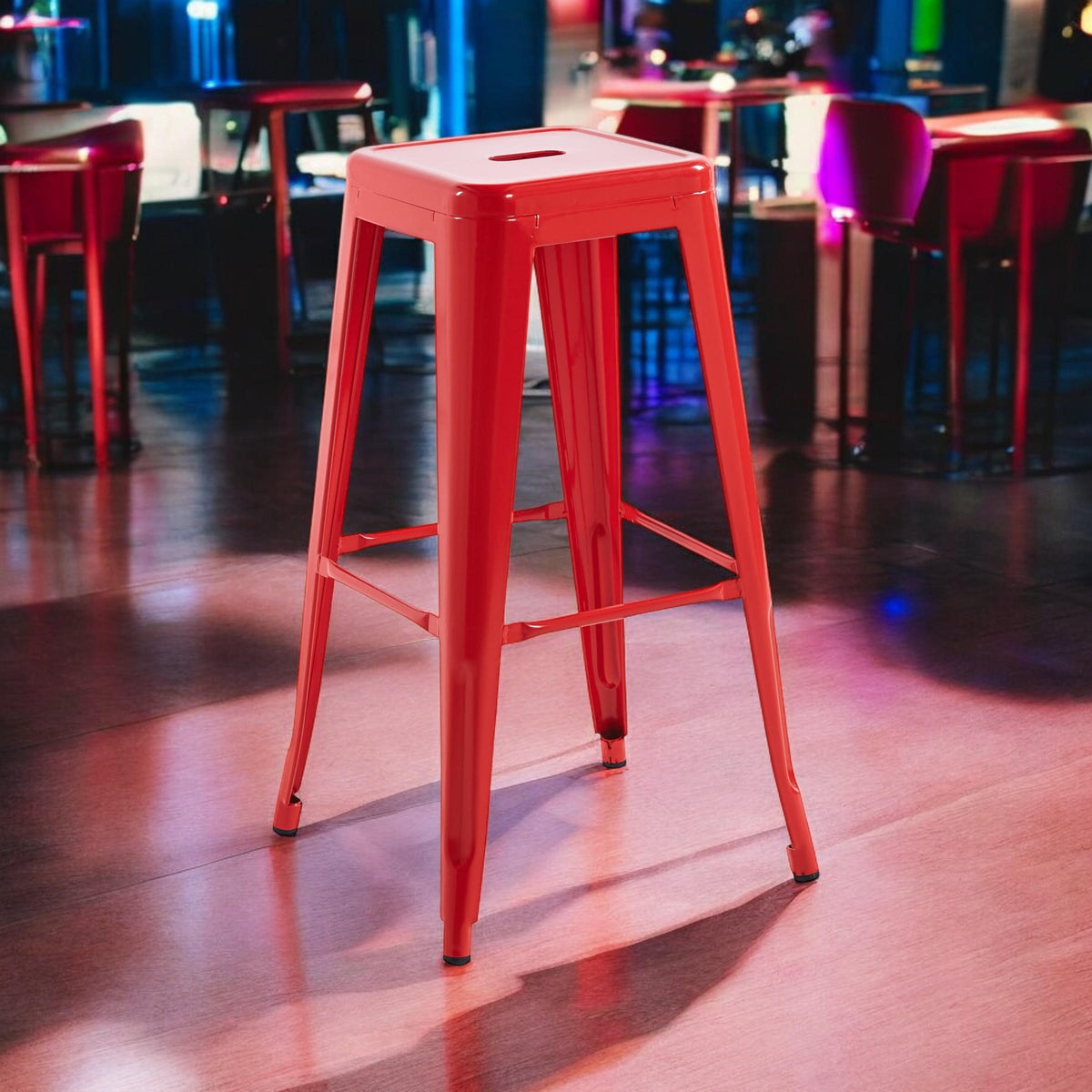 76CM RED METAL BAR STOOL