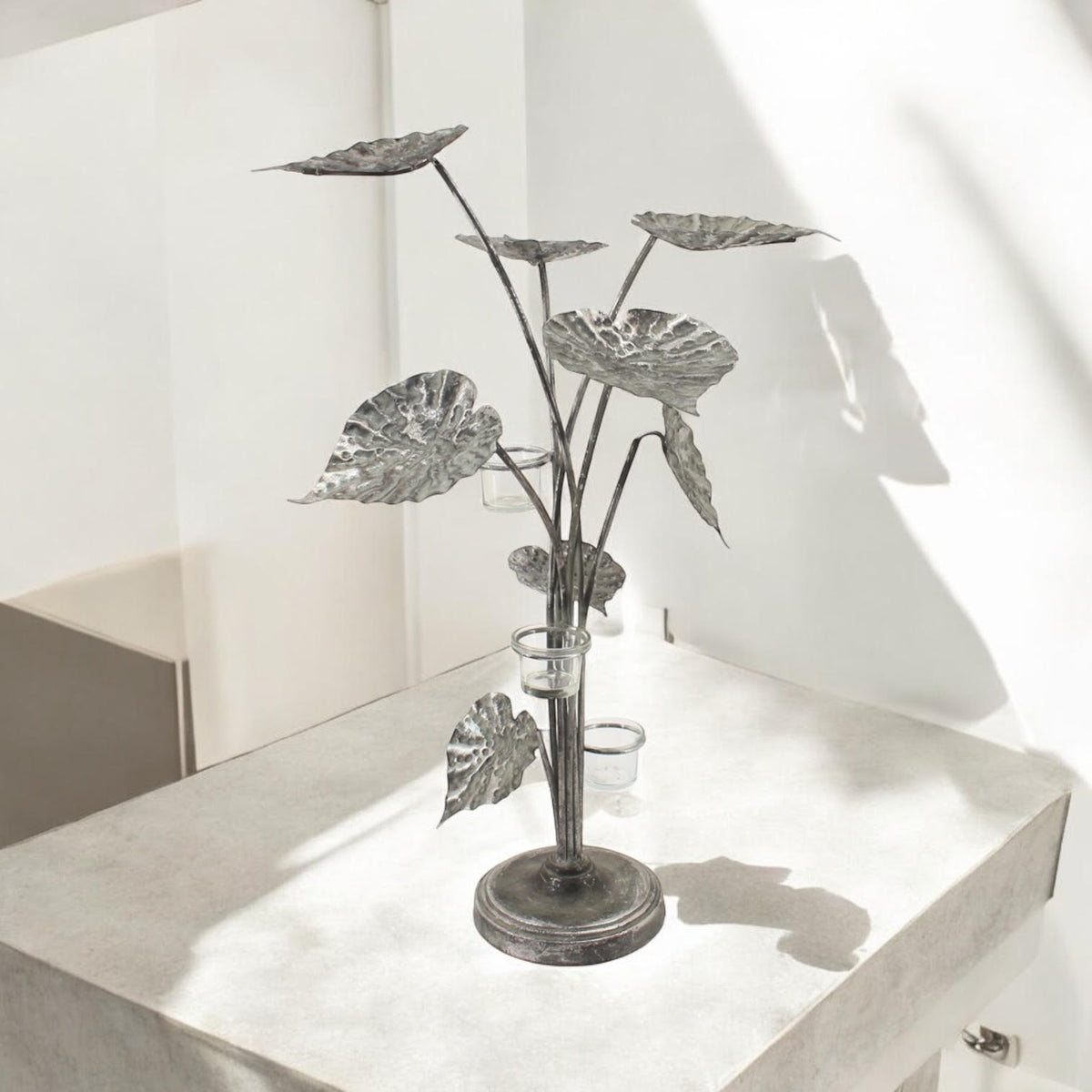 74CM SILVER METAL CANDLE HOLDER