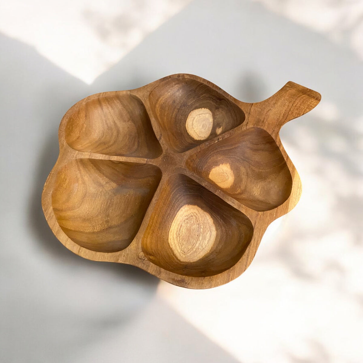 30CM TEAK ROOT 3 CLOVER BOWL