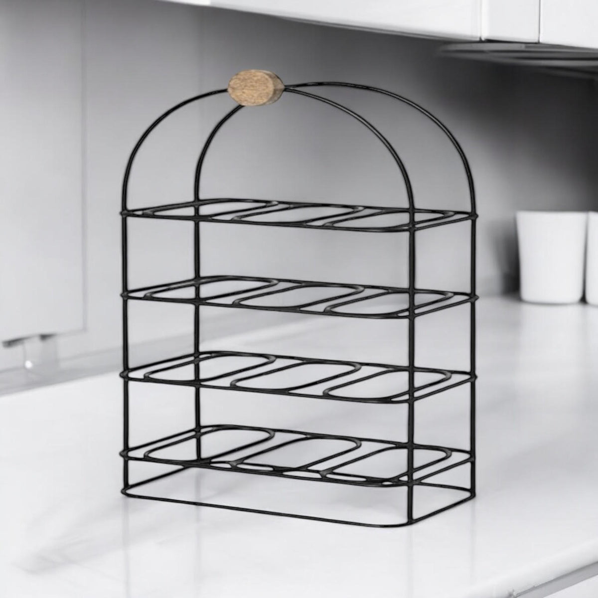 25" CAST IRON BLACK 12 BOTTLE WINE RACK