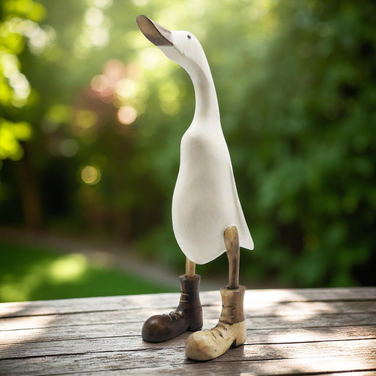 45cm CREAM BODY BOOTS PAINTED DUCK CARVED WOODEN