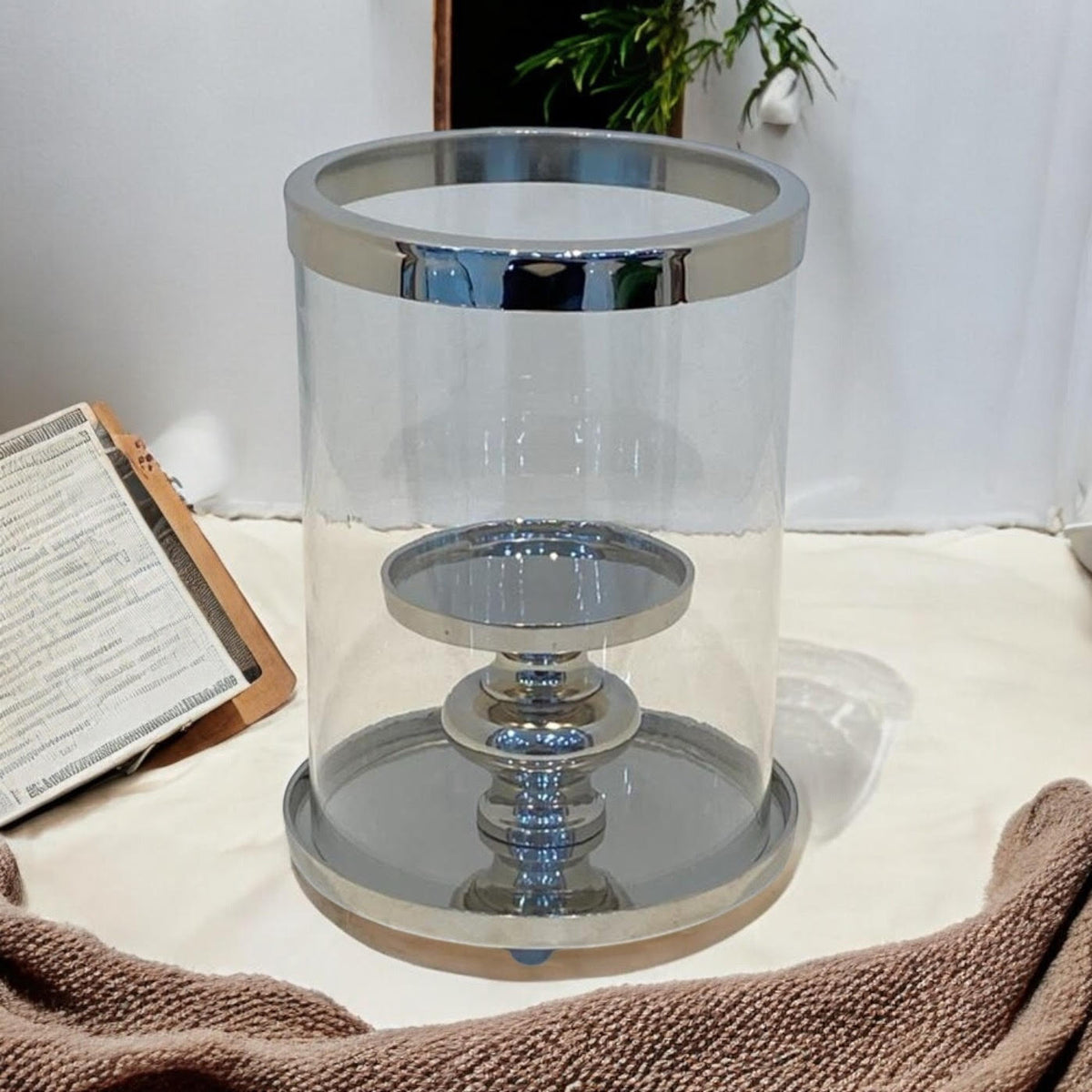 22CM NICKEL PLATED HURRICANE CANDLE HOLDER