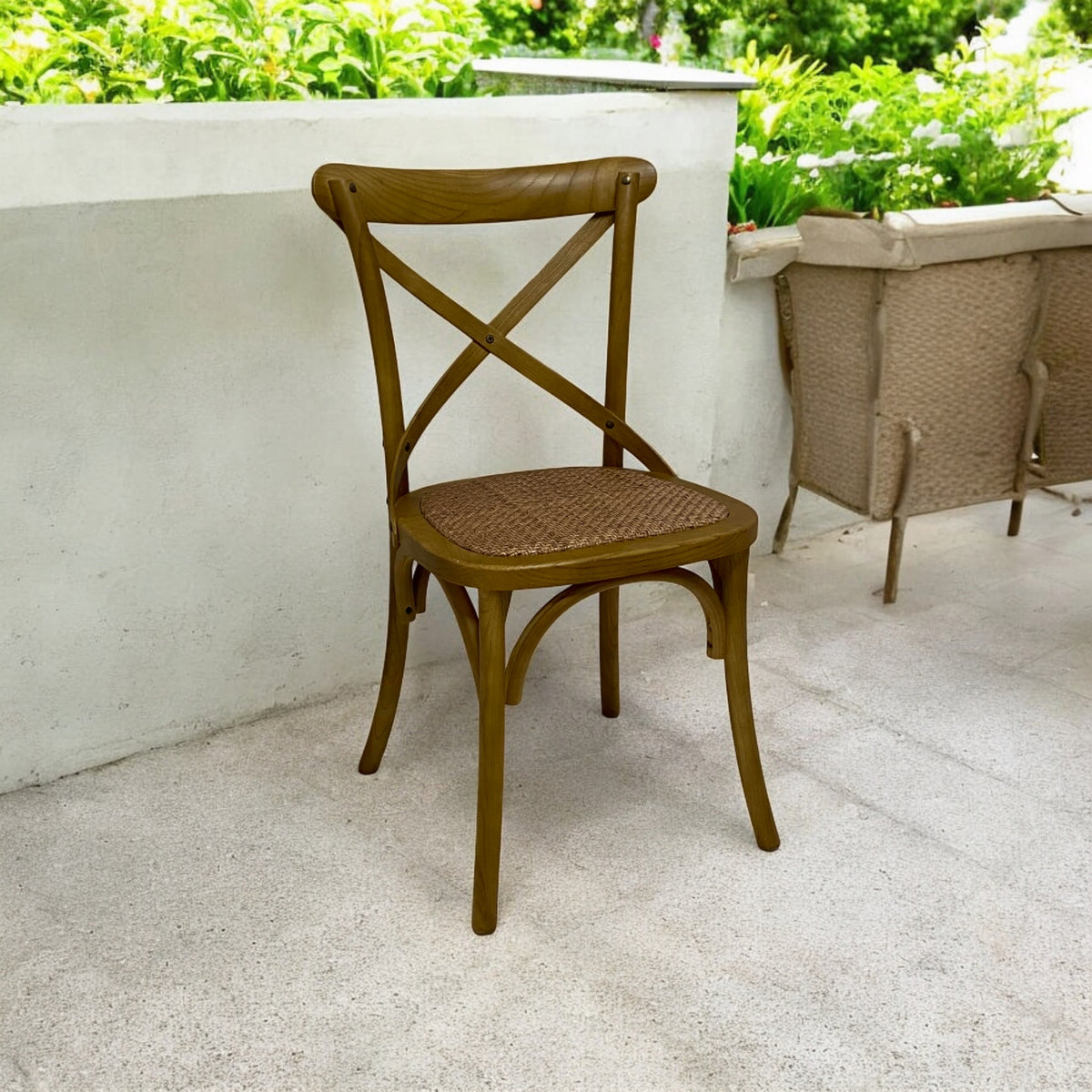 NATURAL FRENCH CROSS BACK CHAIR