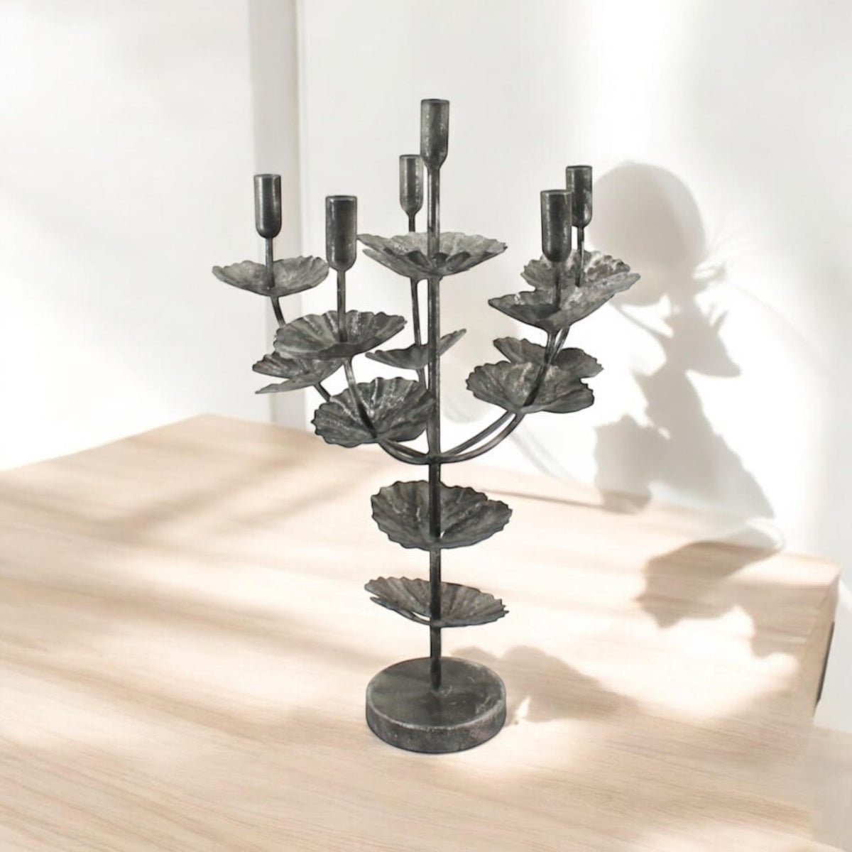 57CM SILVER METAL CANDLE HOLDER