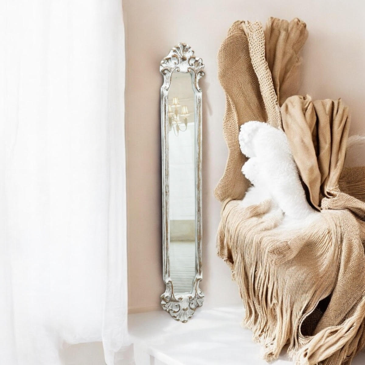 15 X 109CM ANTIQUE WASHED MIRROR