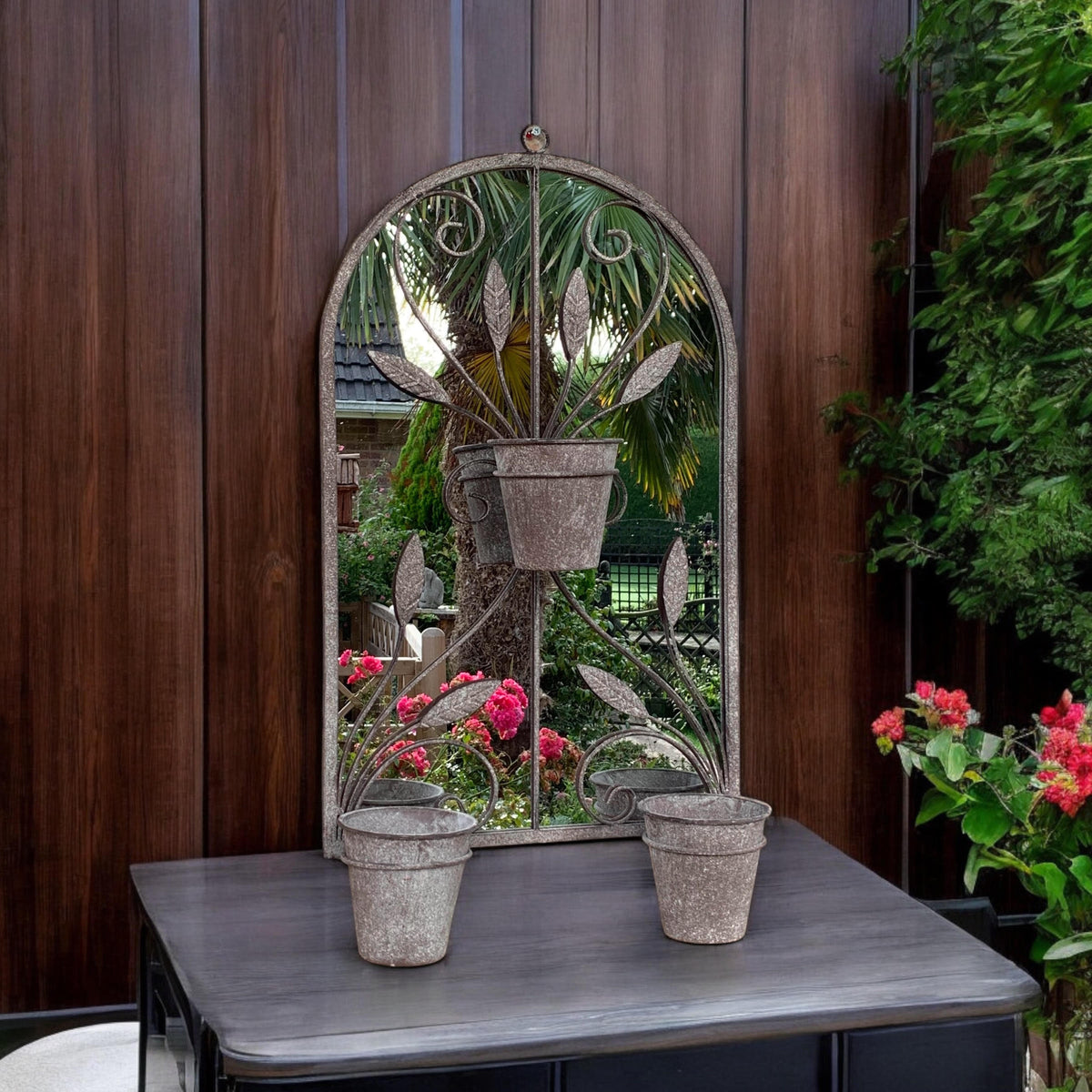 80CM WALL MIRROR WITH TRIPLE PLANTER
