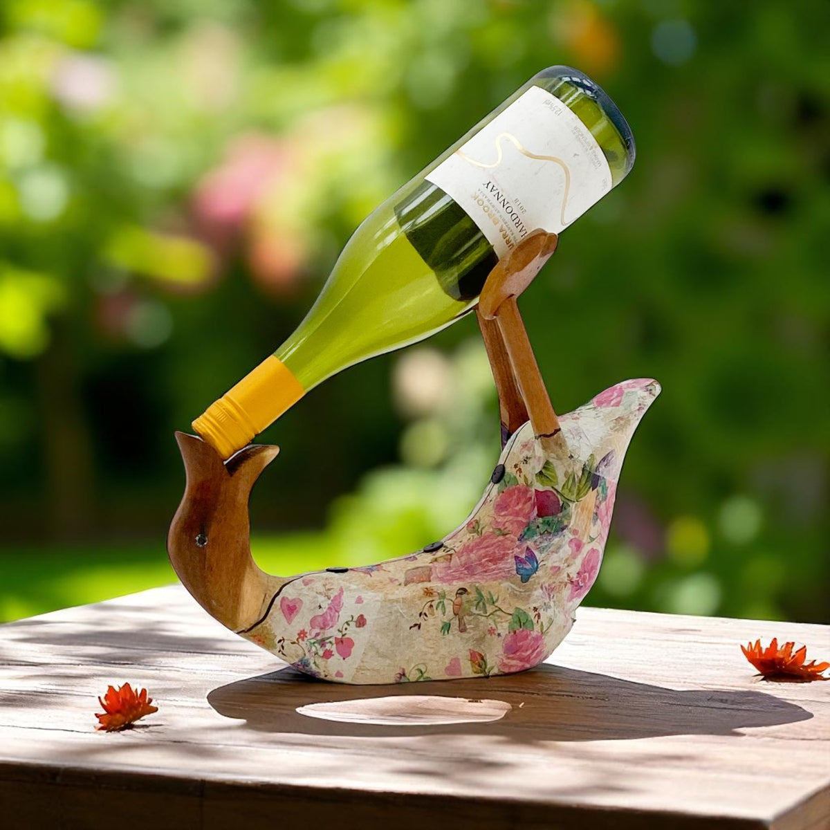 DECOUPAGE DUCK WINE BOTTLE HOLDER