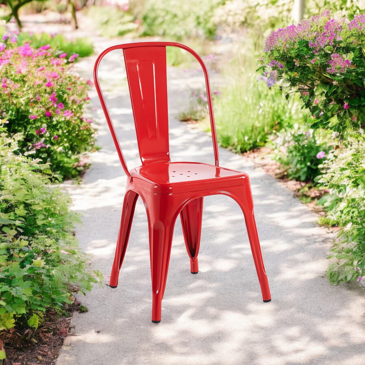 85CM RED METAL DINING CHAIR