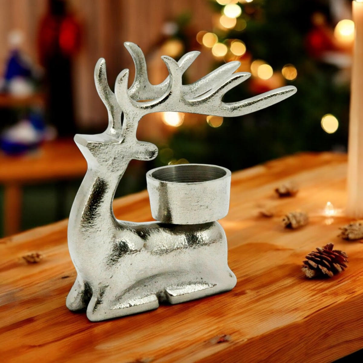 12x10CM NICKEL STAG TEALIGHT HOLDER