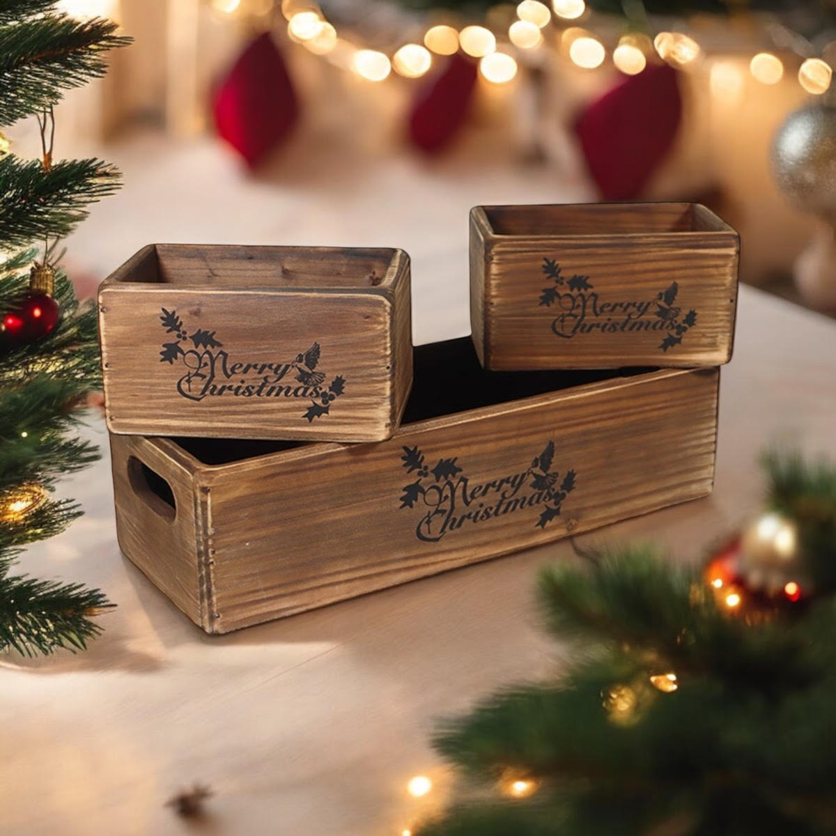 34/15/15CM SET 3 WOODEN BOXES