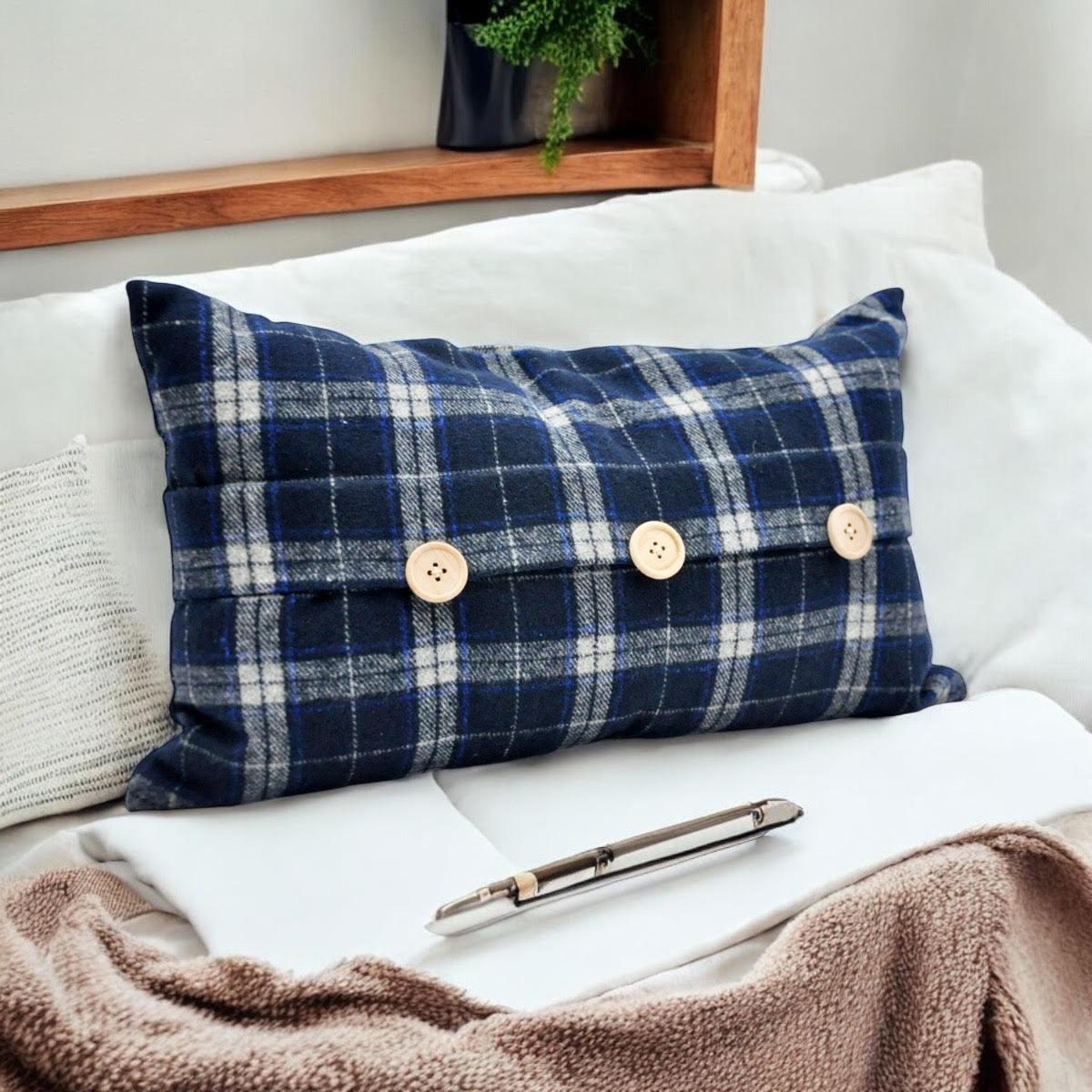 30 X 50CM BLUE VELVET CUSHION COVER ONLY